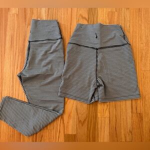 Nike Gingham cropped leggings and bike shorts M